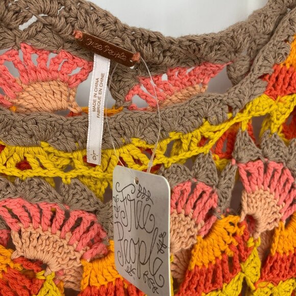 Free People Dress RARE Fan Crochet Long Sleeve Tunic Coverup - Picture 4 of 11